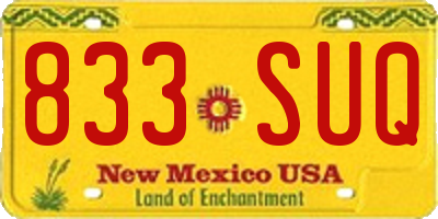 NM license plate 833SUQ
