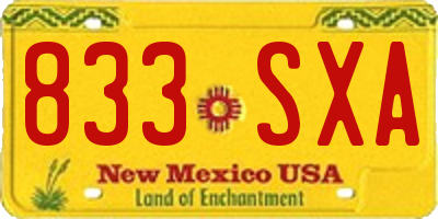 NM license plate 833SXA
