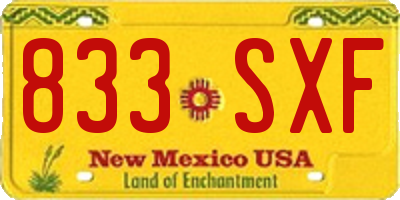NM license plate 833SXF