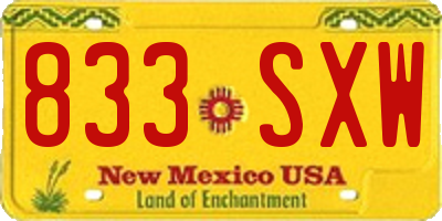 NM license plate 833SXW