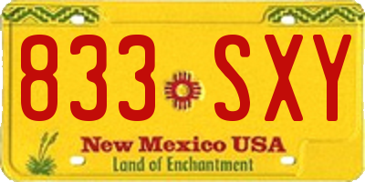 NM license plate 833SXY