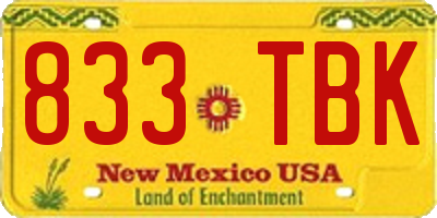 NM license plate 833TBK
