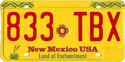 NM license plate 833TBX