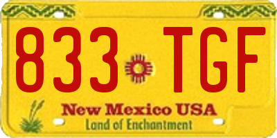 NM license plate 833TGF