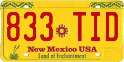 NM license plate 833TID