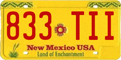 NM license plate 833TII