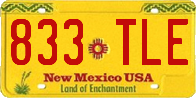 NM license plate 833TLE