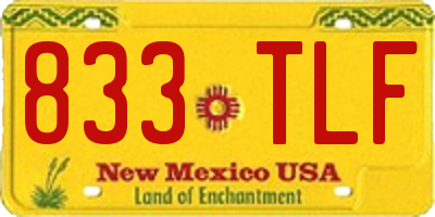 NM license plate 833TLF