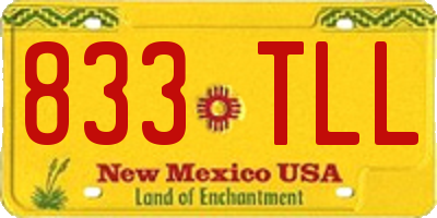 NM license plate 833TLL