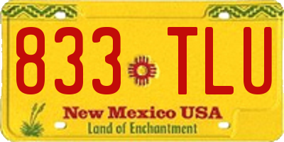 NM license plate 833TLU