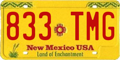 NM license plate 833TMG
