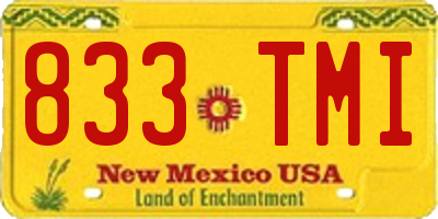 NM license plate 833TMI