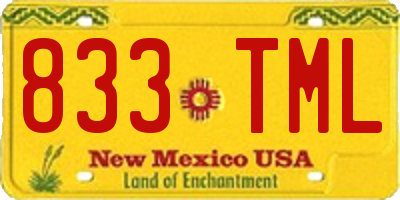 NM license plate 833TML