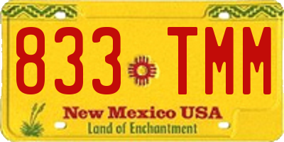 NM license plate 833TMM
