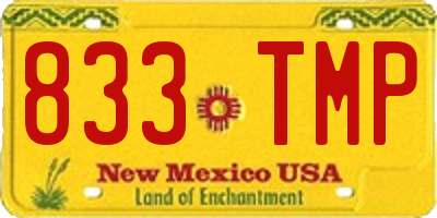 NM license plate 833TMP