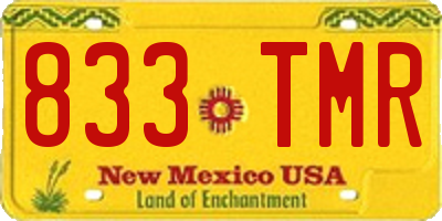 NM license plate 833TMR