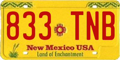 NM license plate 833TNB