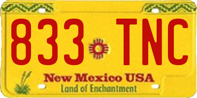 NM license plate 833TNC