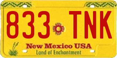 NM license plate 833TNK
