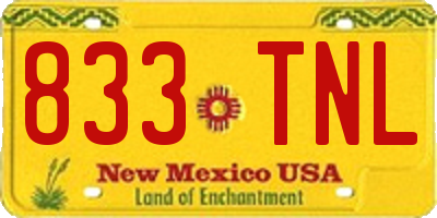NM license plate 833TNL