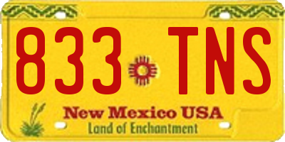 NM license plate 833TNS