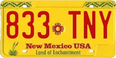 NM license plate 833TNY