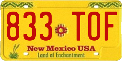 NM license plate 833TOF