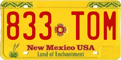 NM license plate 833TOM