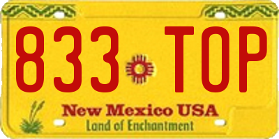 NM license plate 833TOP