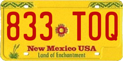 NM license plate 833TOQ
