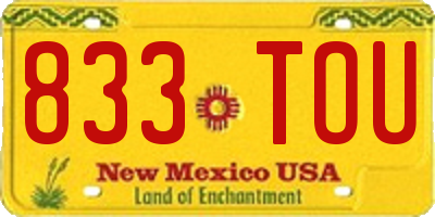 NM license plate 833TOU