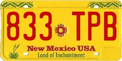 NM license plate 833TPB