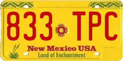 NM license plate 833TPC