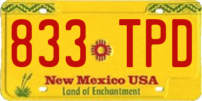 NM license plate 833TPD