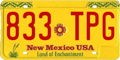 NM license plate 833TPG