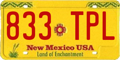 NM license plate 833TPL