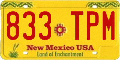 NM license plate 833TPM