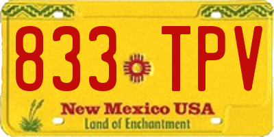 NM license plate 833TPV