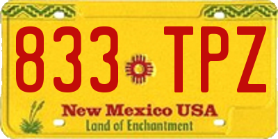 NM license plate 833TPZ