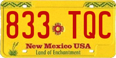NM license plate 833TQC