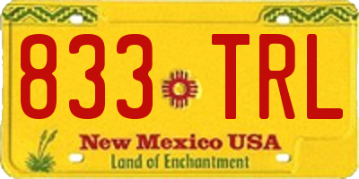 NM license plate 833TRL
