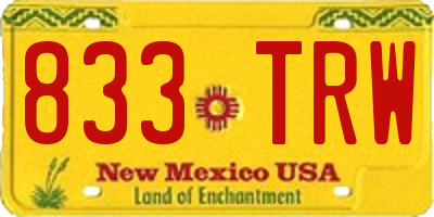NM license plate 833TRW