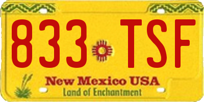 NM license plate 833TSF