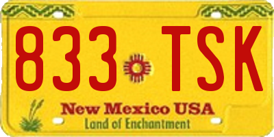 NM license plate 833TSK