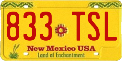 NM license plate 833TSL