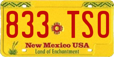 NM license plate 833TSO