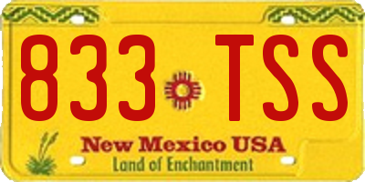 NM license plate 833TSS