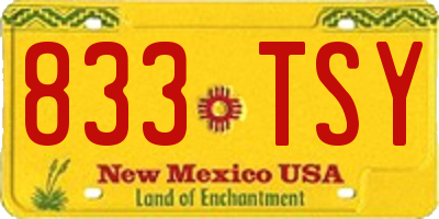 NM license plate 833TSY