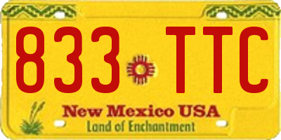 NM license plate 833TTC
