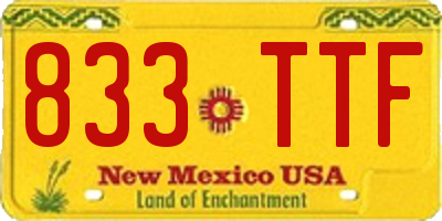 NM license plate 833TTF